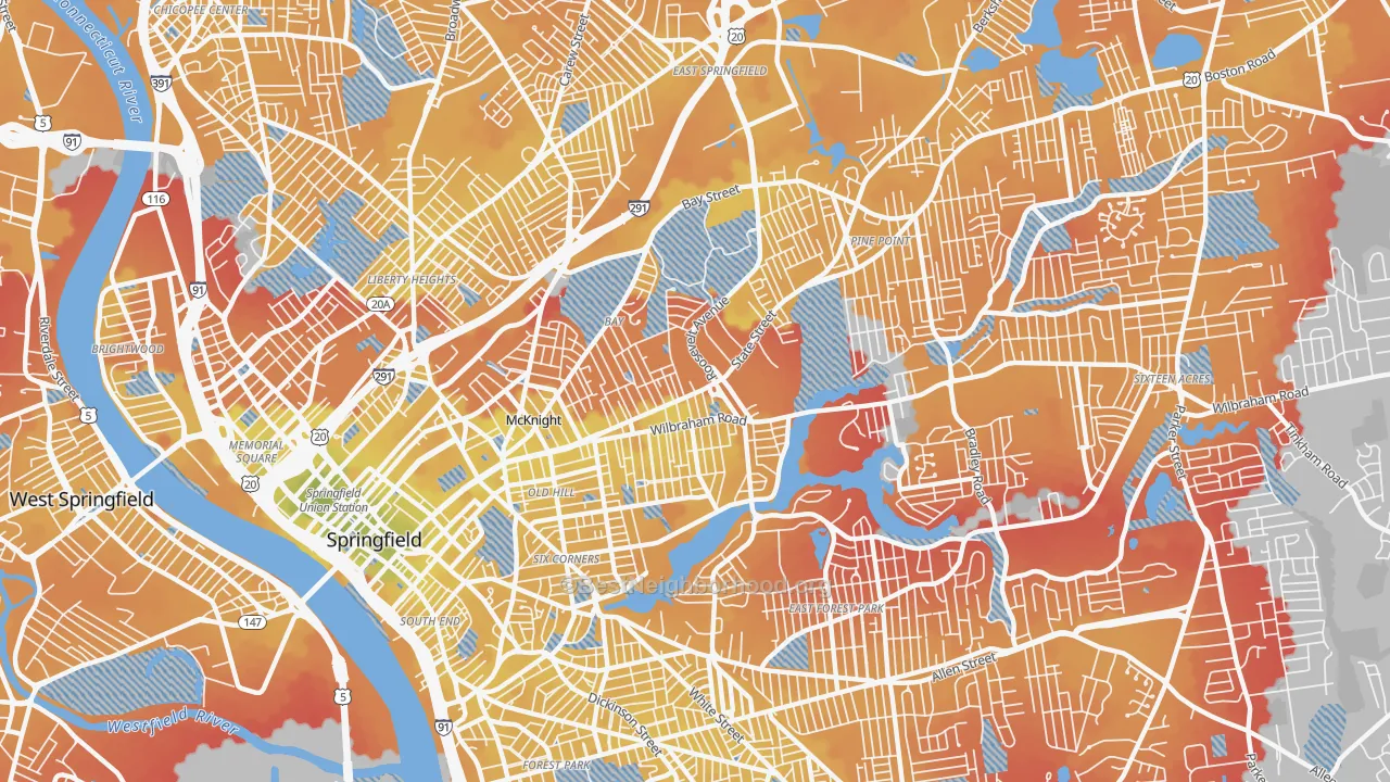 Transit Grade map of 01109, MA