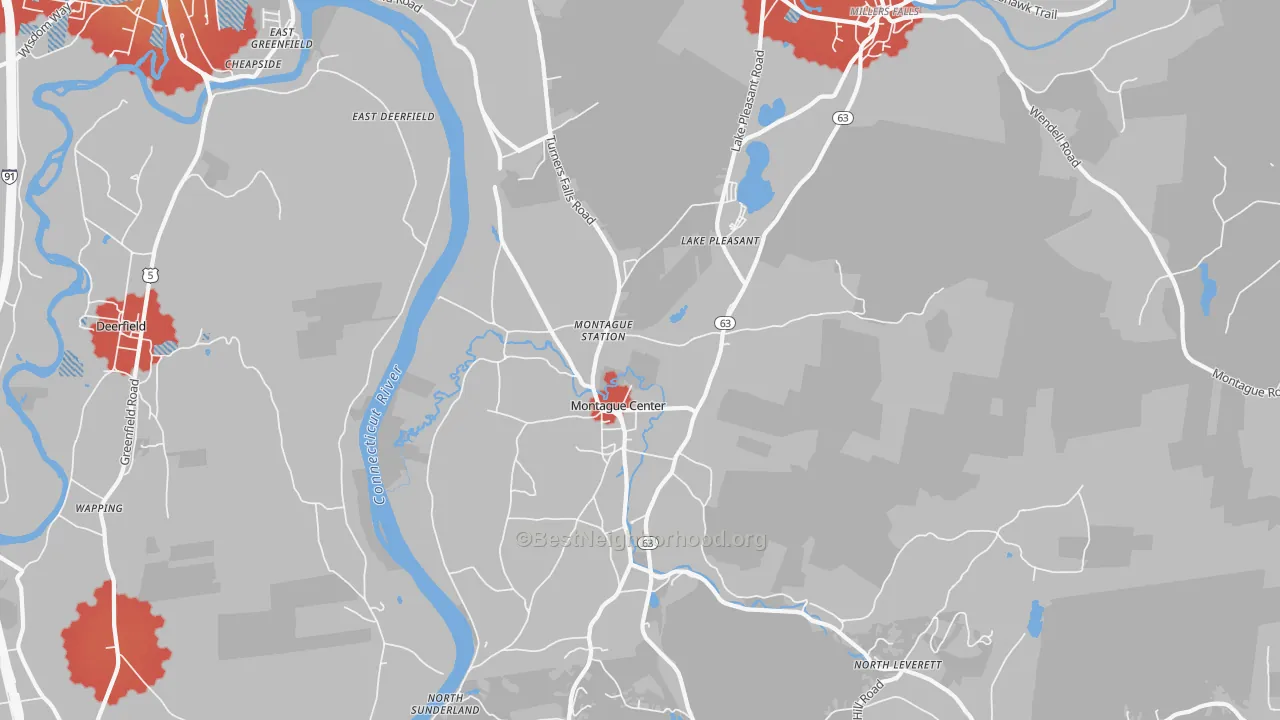 Transit Grade map of 01351, MA