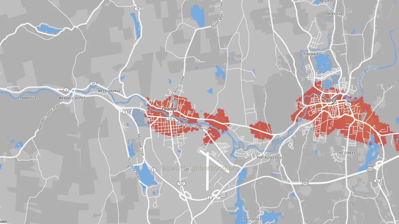 Transit Grade map of 01364, MA
