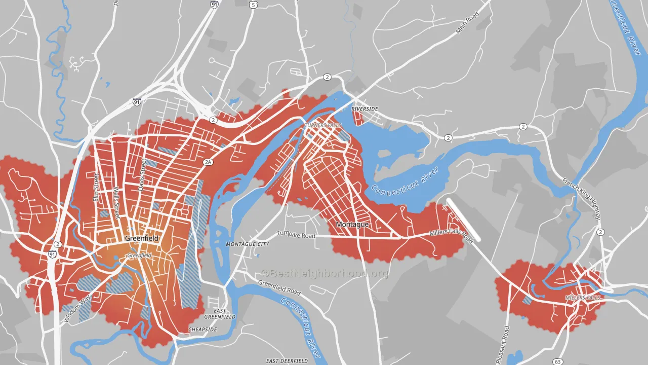 Transit Grade map of 01376, MA