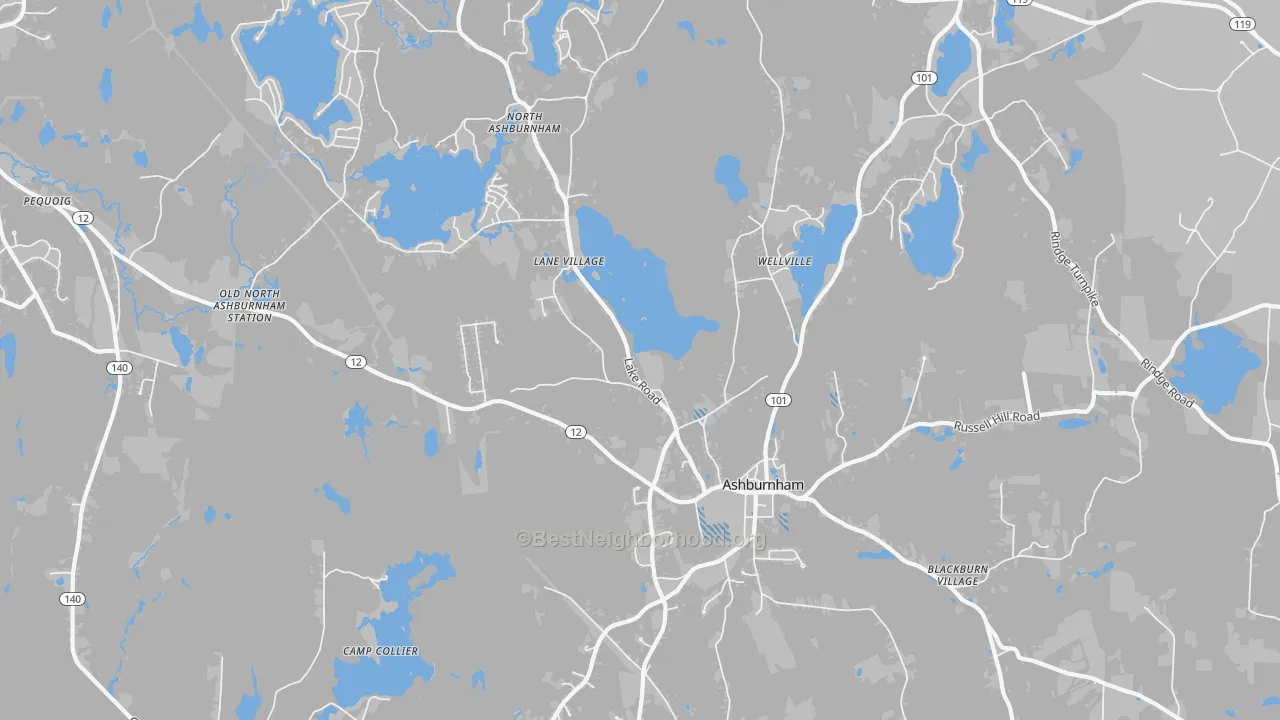 Transit Grade map of 01430, MA