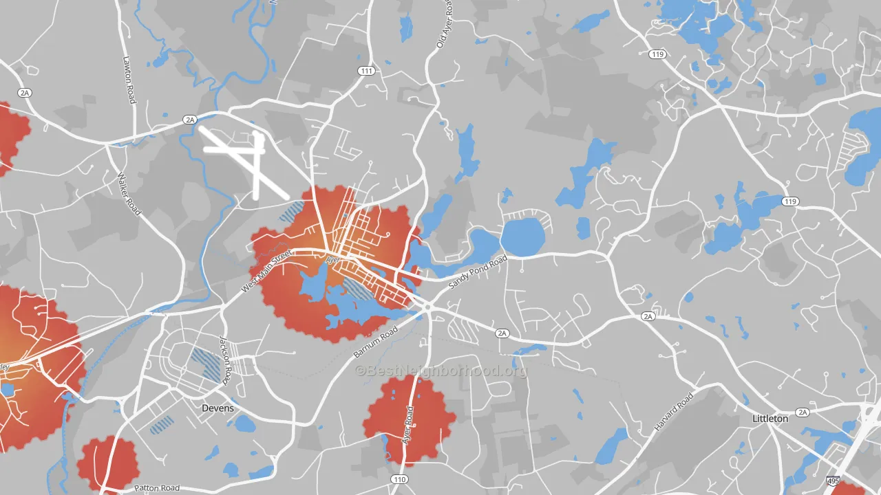 Transit Grade map of 01432, MA