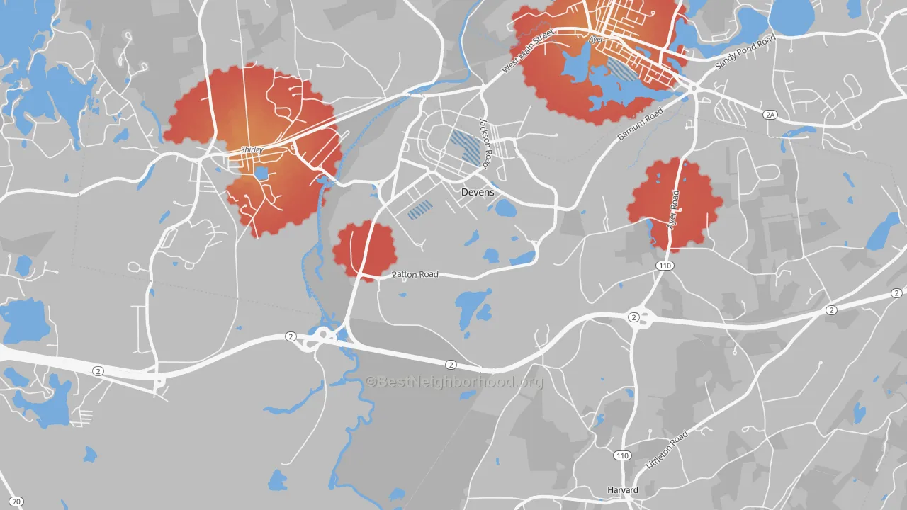 Transit Grade map of 01434, MA