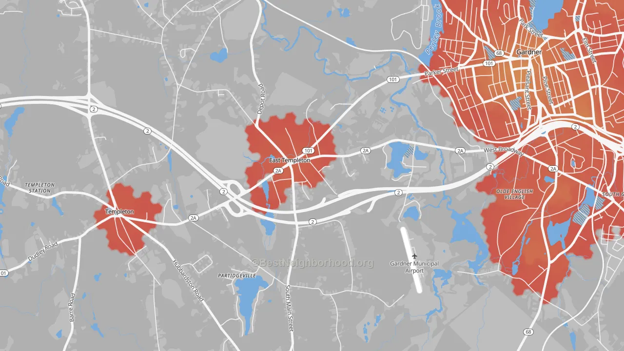 Transit Grade map of 01438, MA