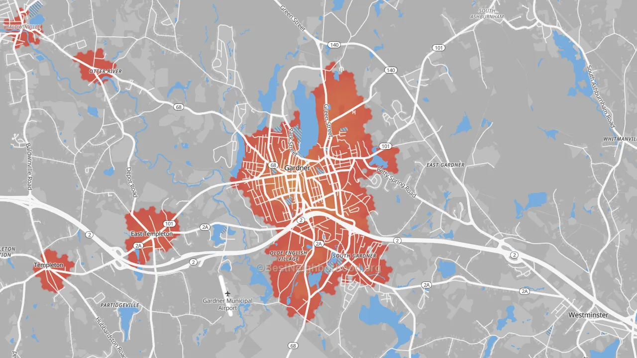 Transit Grade map of 01440, MA