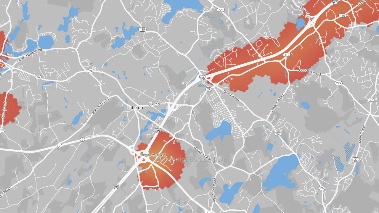 Transit Grade map of 01460, MA