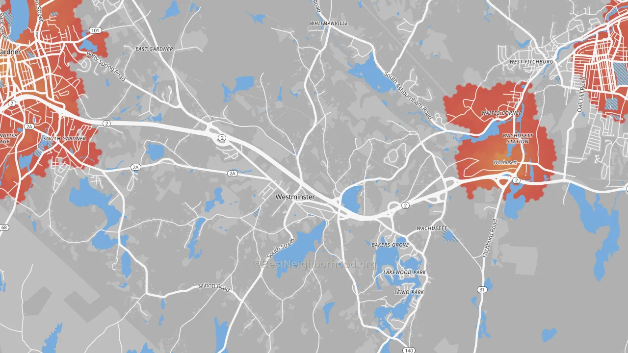 Transit Grade map of 01473, MA