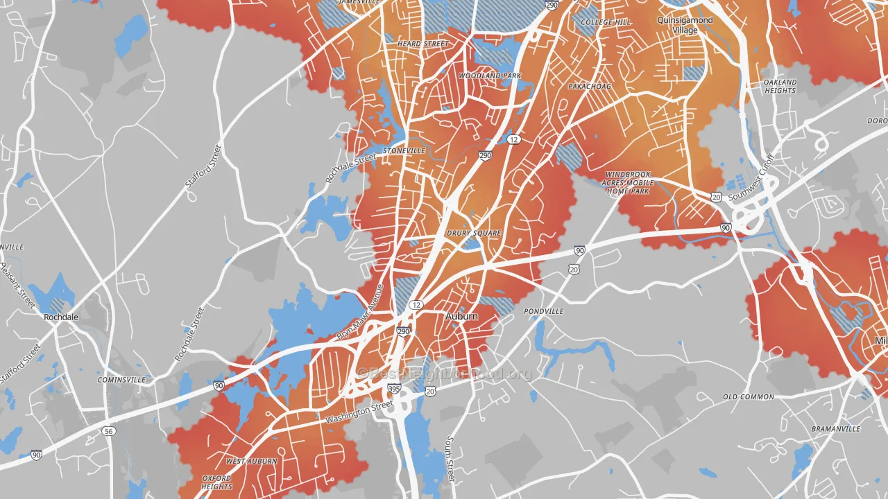 Transit Grade map of 01501, MA