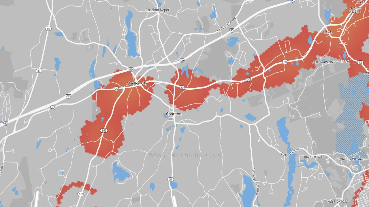 Transit Grade map of 01507, MA