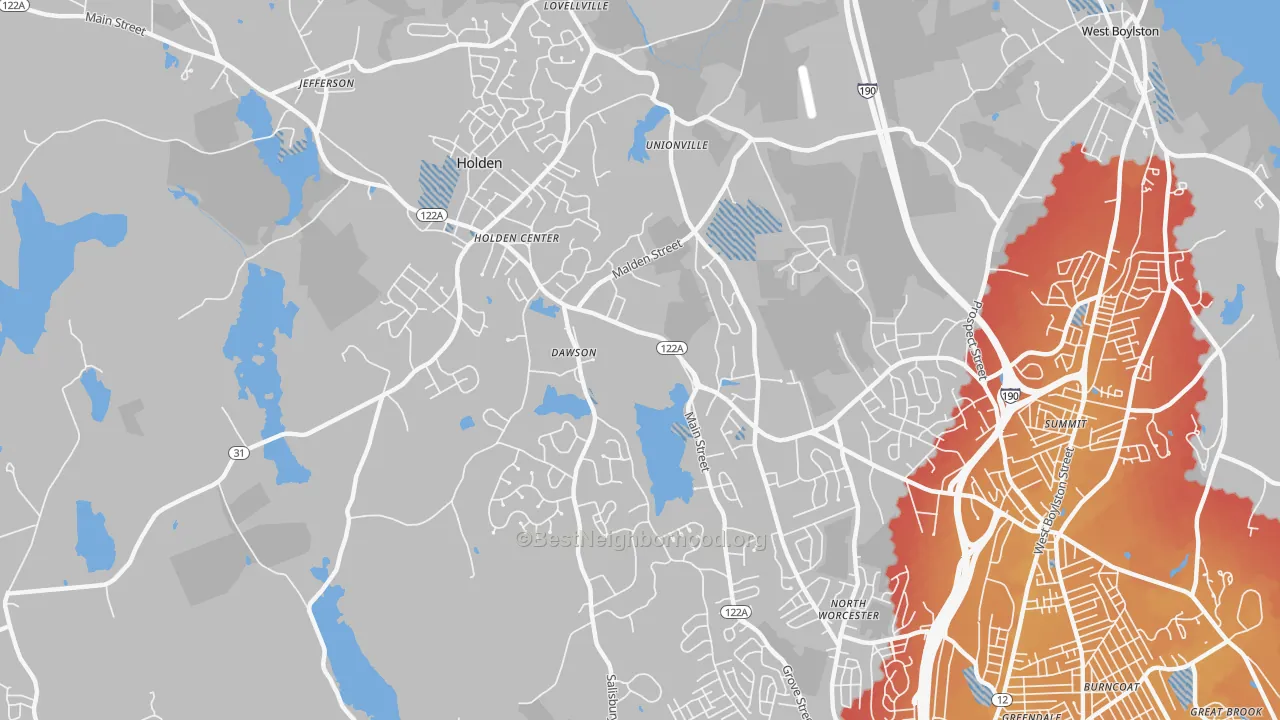 Transit Grade map of 01520, MA