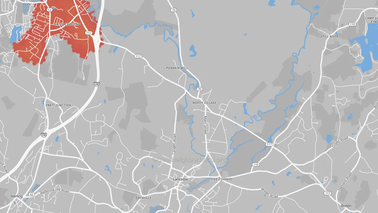 Transit Grade map of 01523, MA