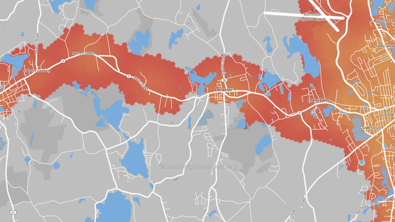 Transit Grade map of 01524, MA