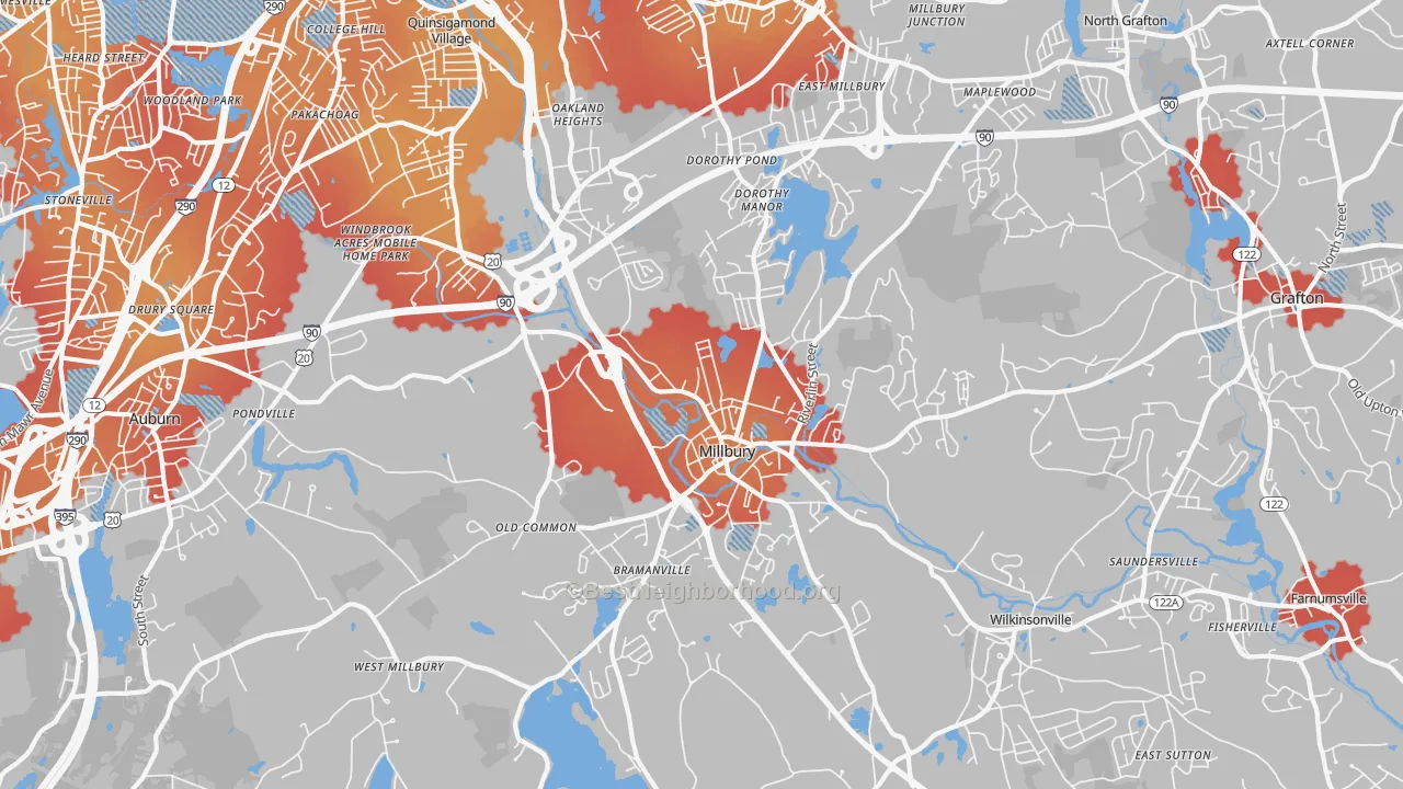 Transit Grade map of 01527, MA
