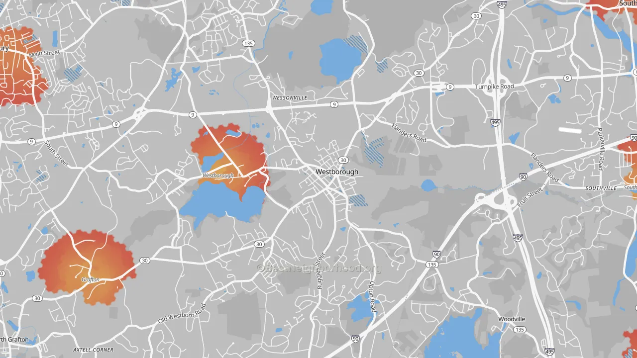 Transit Grade map of 01581, MA
