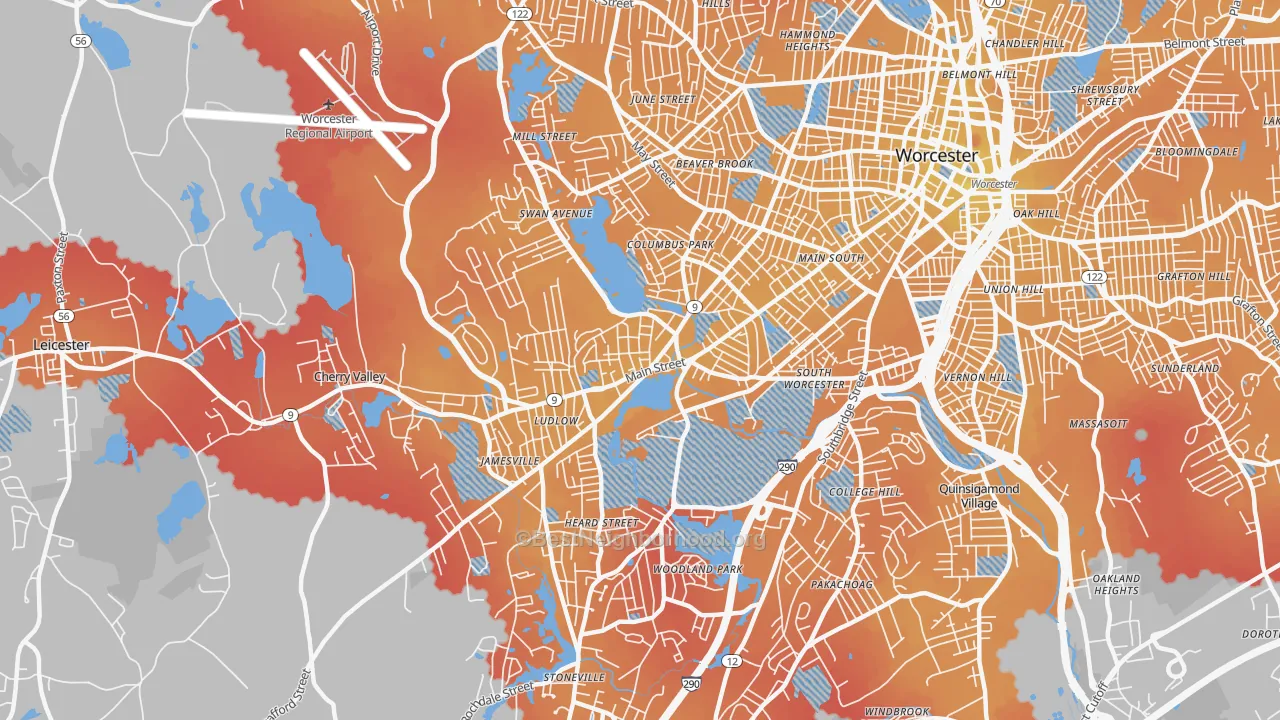 Transit Grade map of 01603, MA