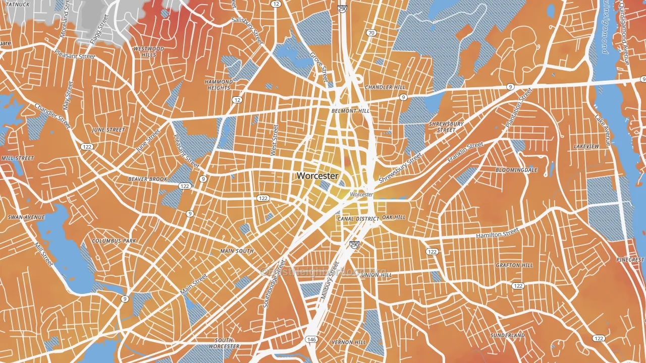 Transit Grade map of 01608, MA