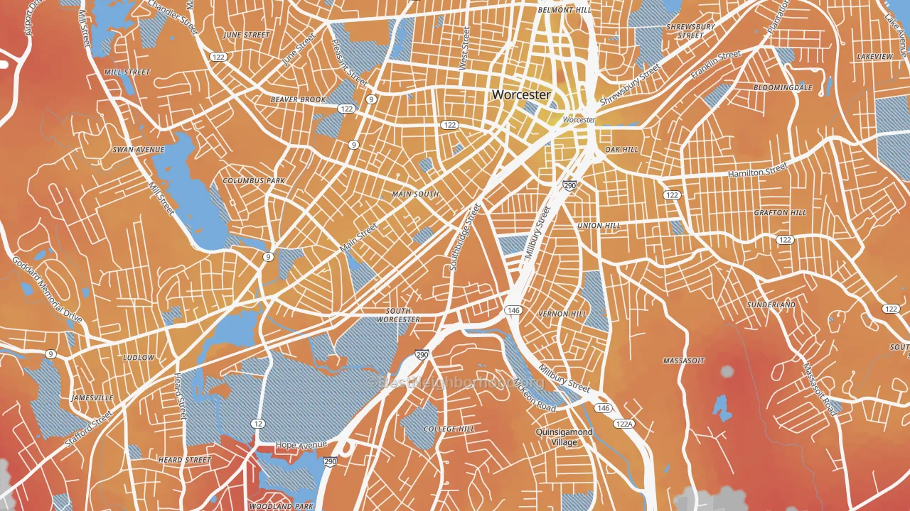 Transit Grade map of 01610, MA