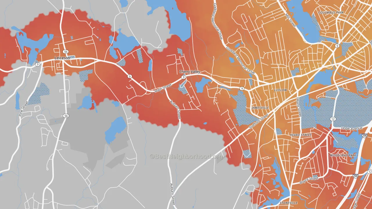 Transit Grade map of 01611, MA