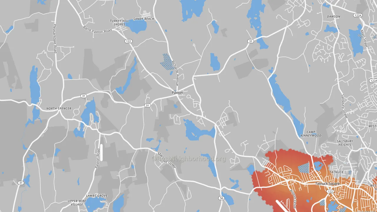 Transit Grade map of 01612, MA