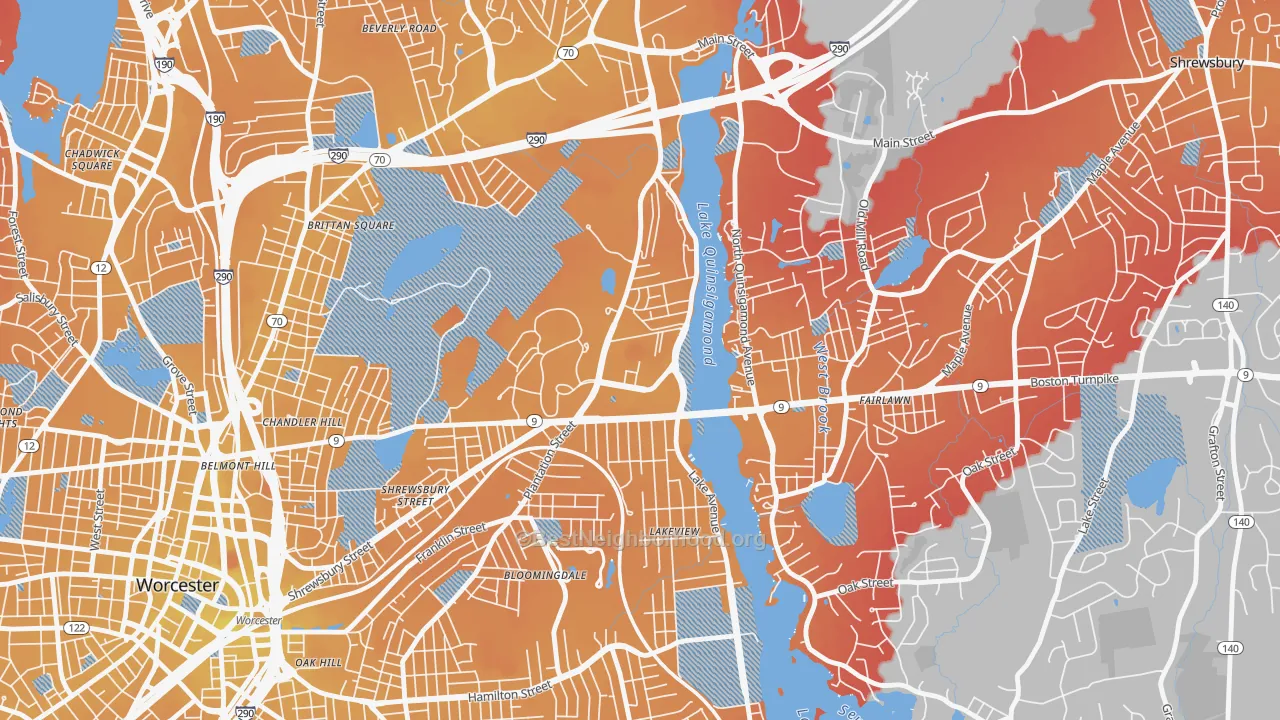 Transit Grade map of 01655, MA