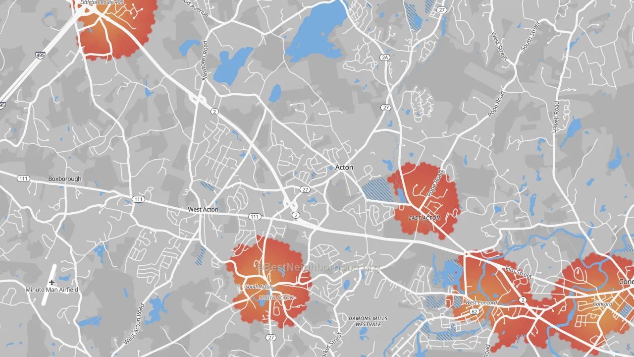 Transit Grade map of 01720, MA