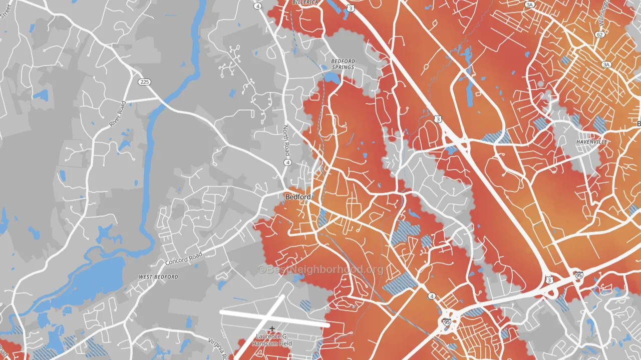 Transit Grade map of 01730, MA