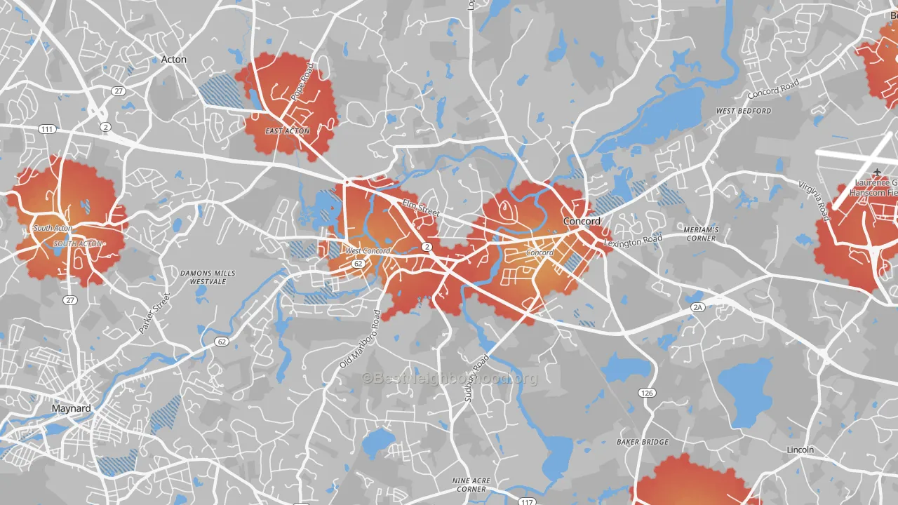 Transit Grade map of 01742, MA