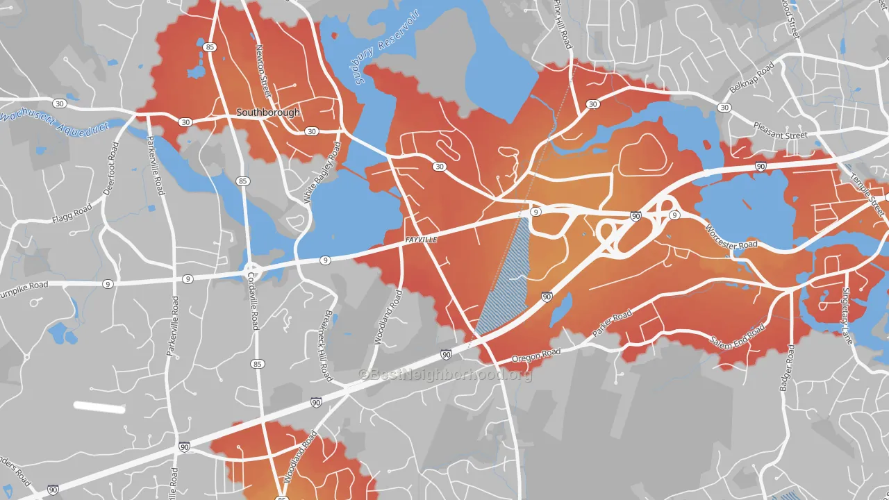 Transit Grade map of 01745, MA
