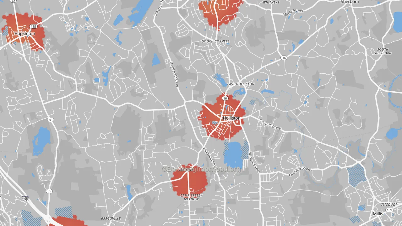 Transit Grade map of 01746, MA