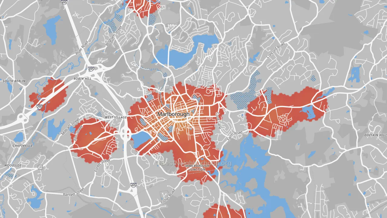 Transit Grade map of 01752, MA