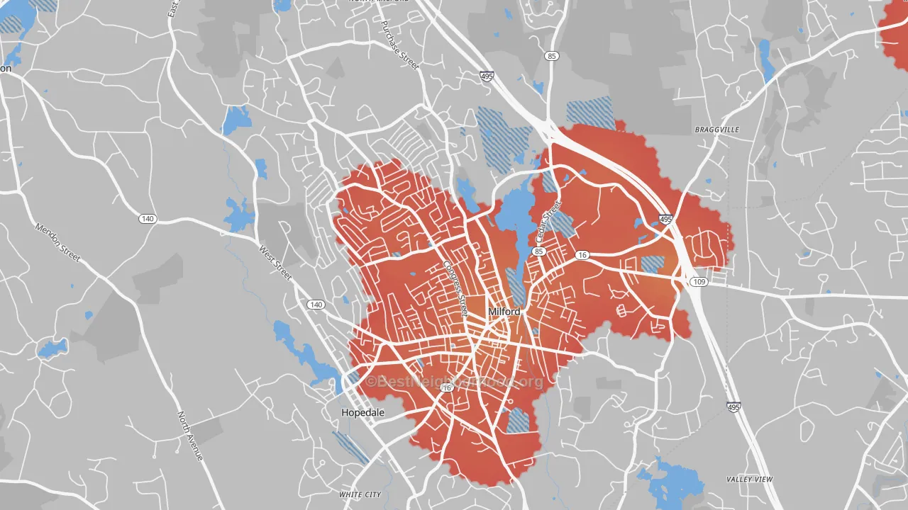 Transit Grade map of 01757, MA