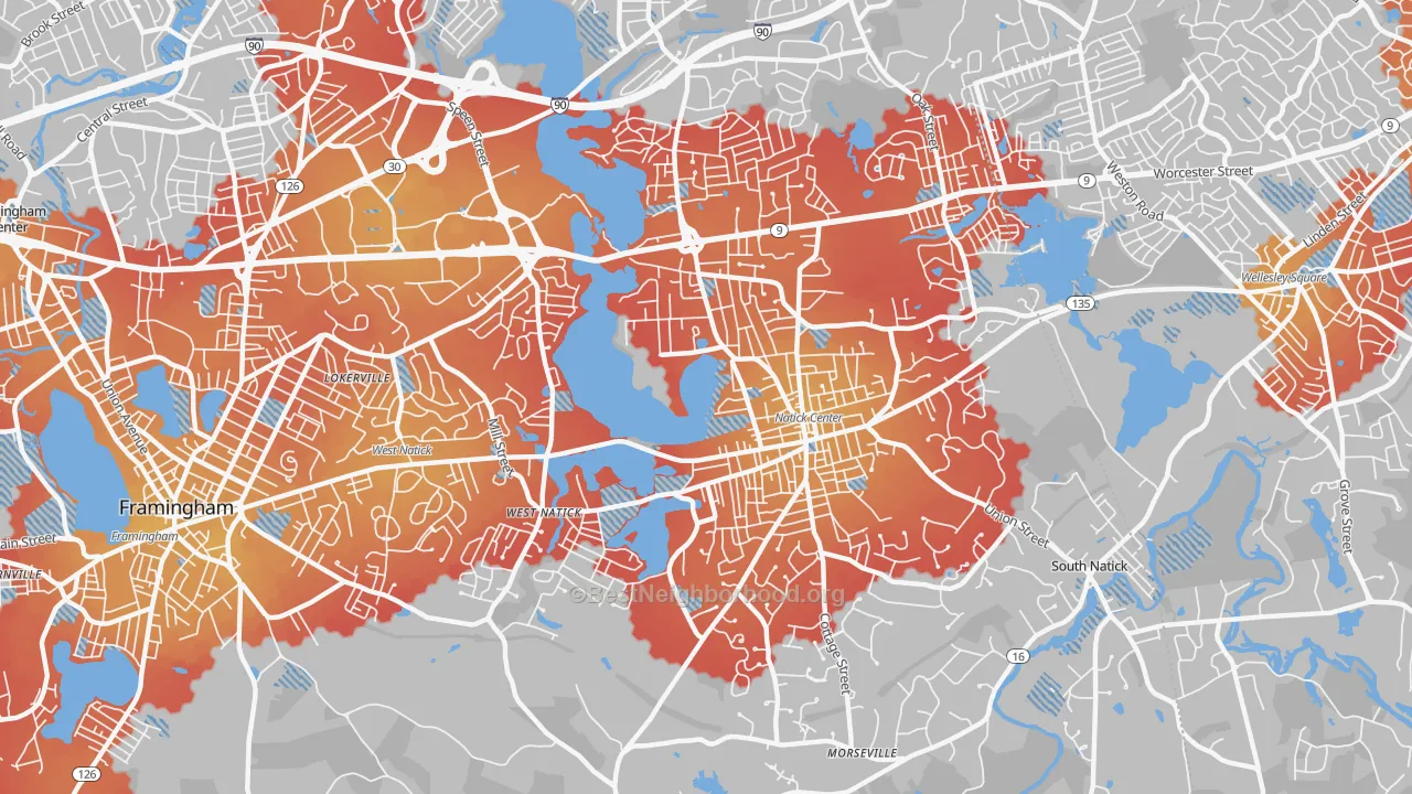 Transit Grade map of 01760, MA