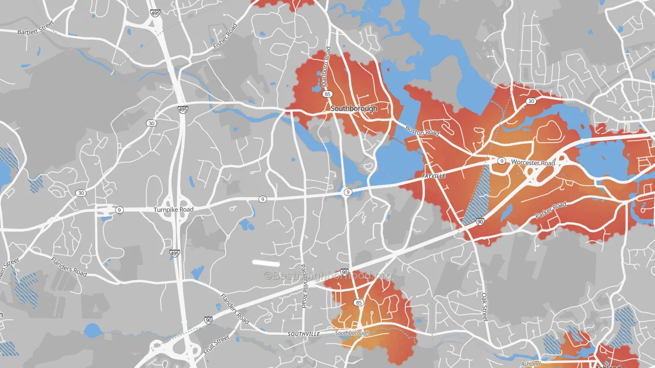 Transit Grade map of 01772, MA