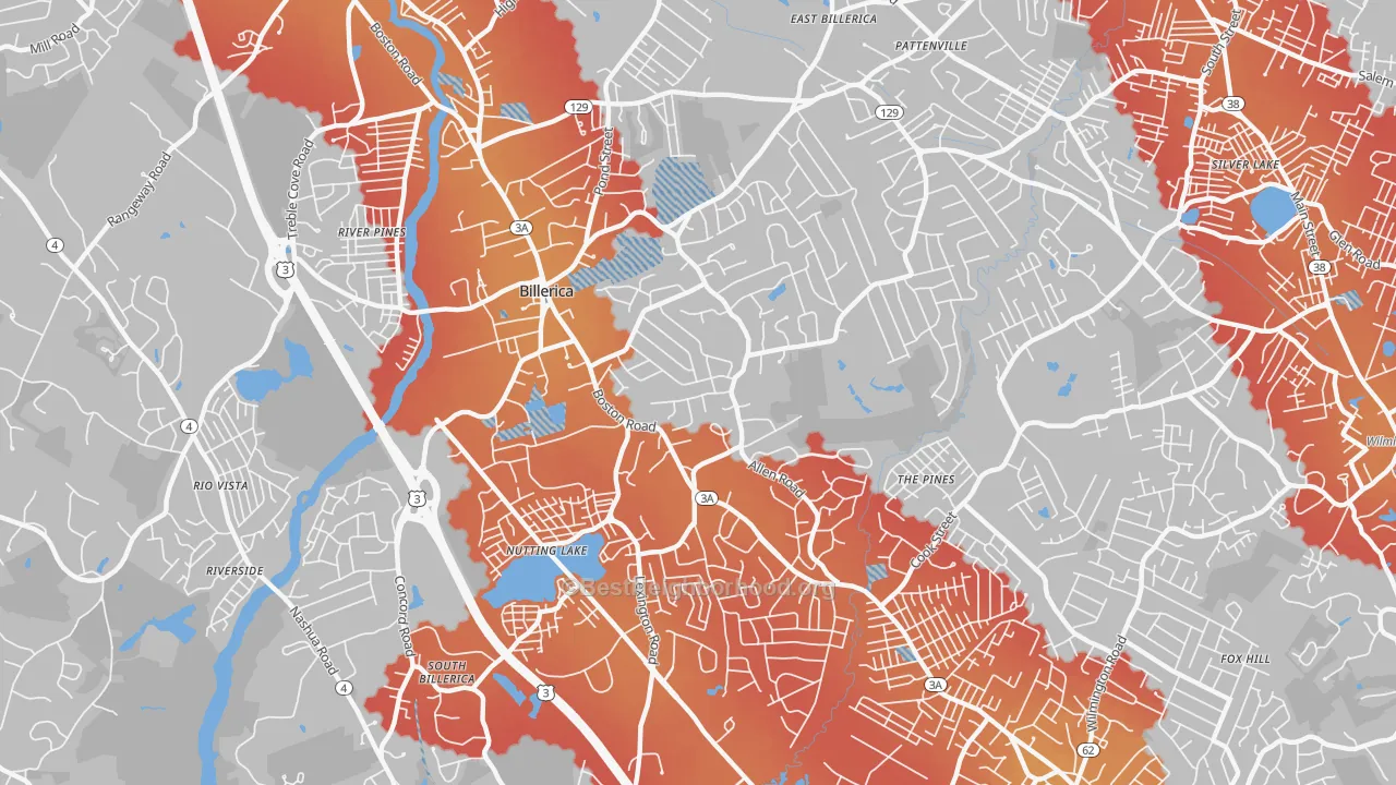 Transit Grade map of 01821, MA