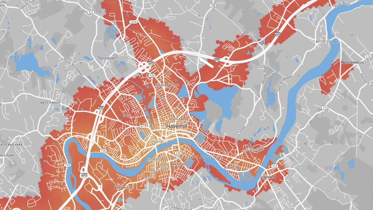 Transit Grade map of 01830, MA