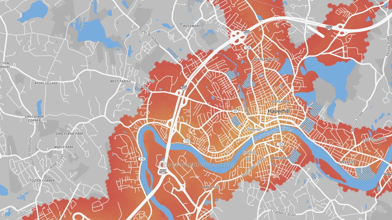 Transit Grade map of 01832, MA