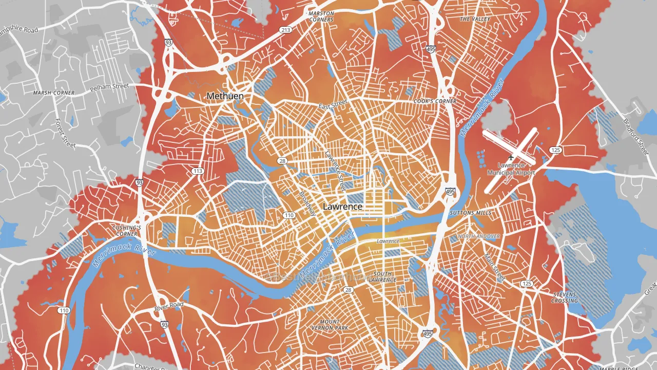 Transit Grade map of 01841, MA