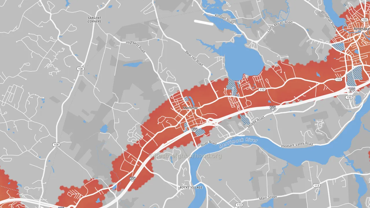 Transit Grade map of 01860, MA