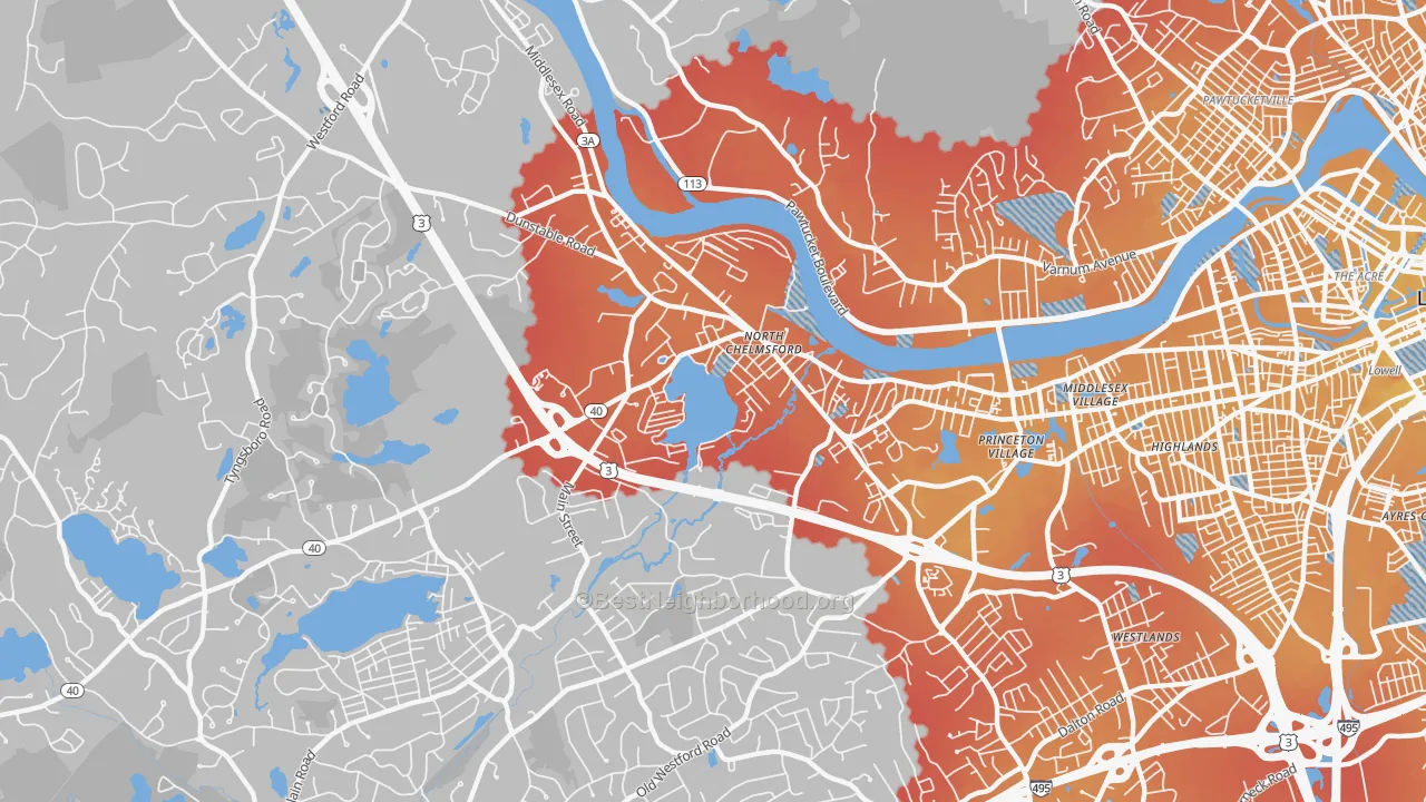 Transit Grade map of 01863, MA