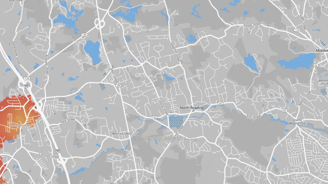 Transit Grade map of 01864, MA