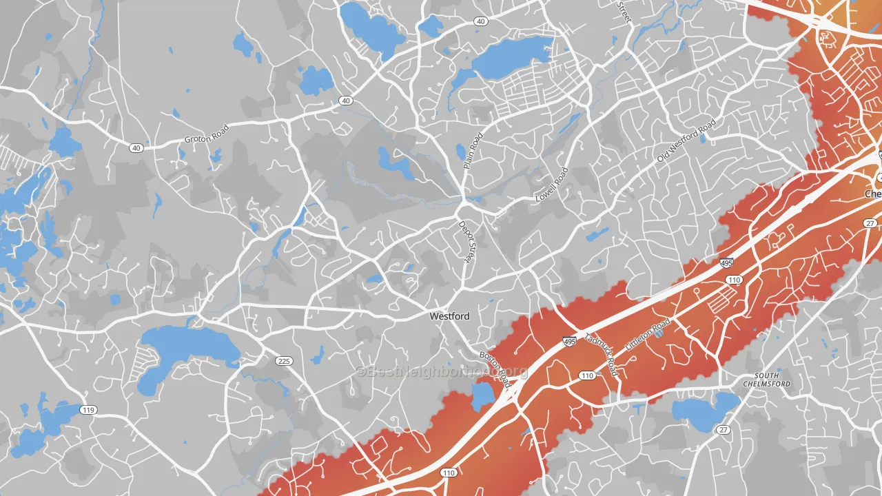 Transit Grade map of 01886, MA