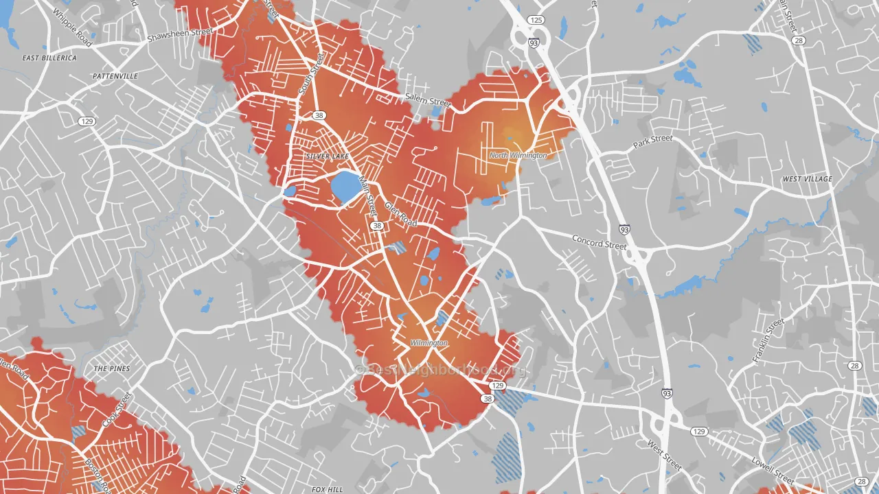 Transit Grade map of 01887, MA