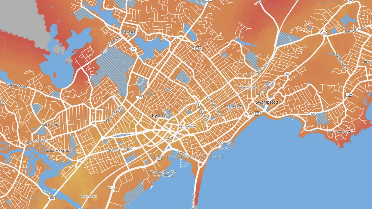 Transit Grade map of 01902, MA