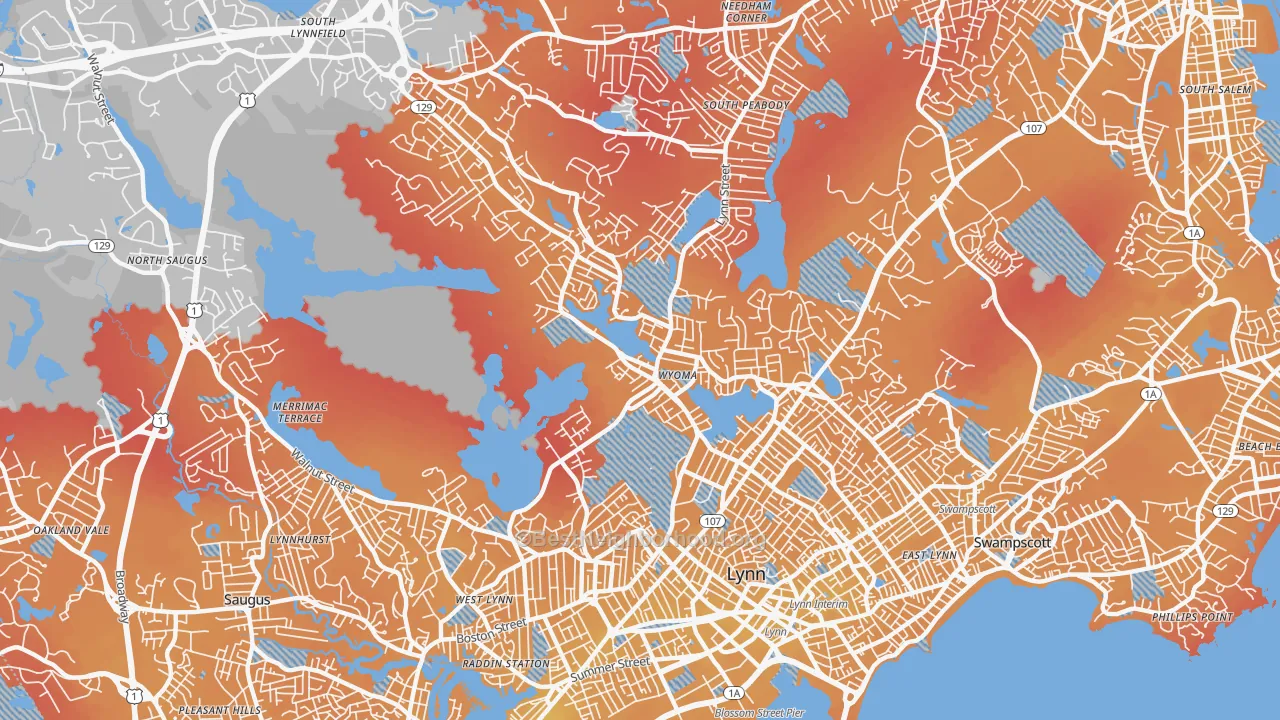 Transit Grade map of 01904, MA