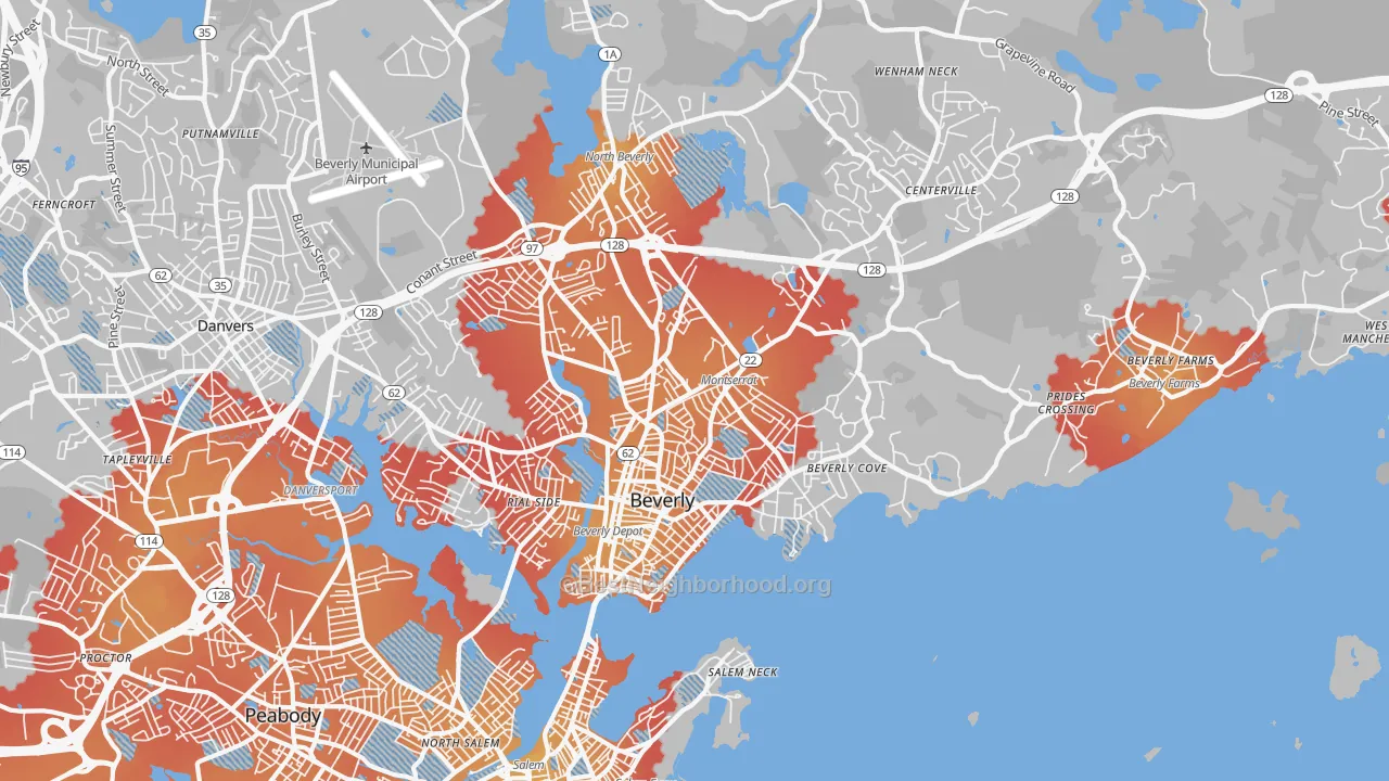 Transit Grade map of 01915, MA