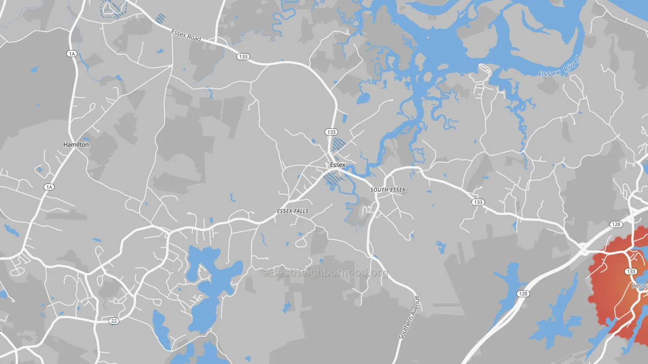 Transit Grade map of 01929, MA