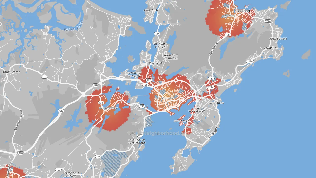 Transit Grade map of 01930, MA