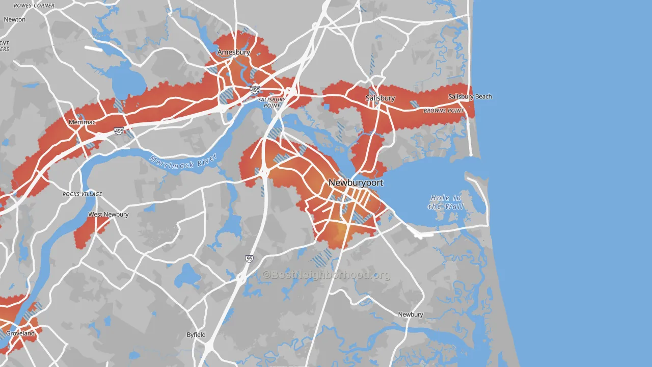 Transit Grade map of 01950, MA