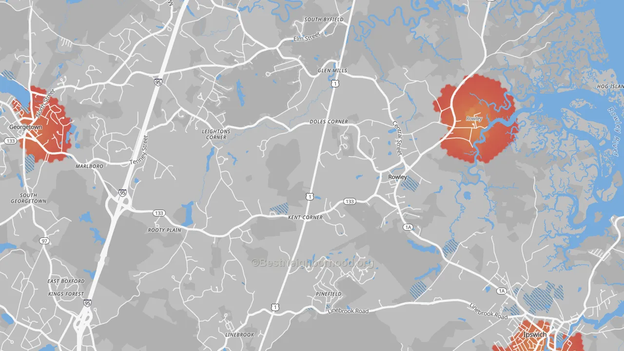 Transit Grade map of 01969, MA