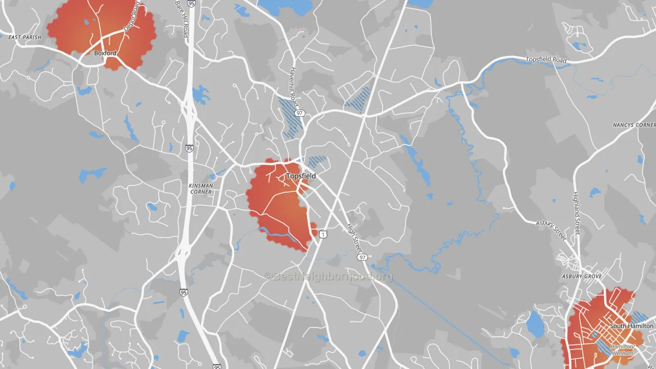 Transit Grade map of 01983, MA